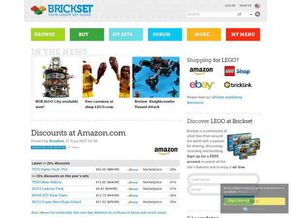 screenshot of brickset.com