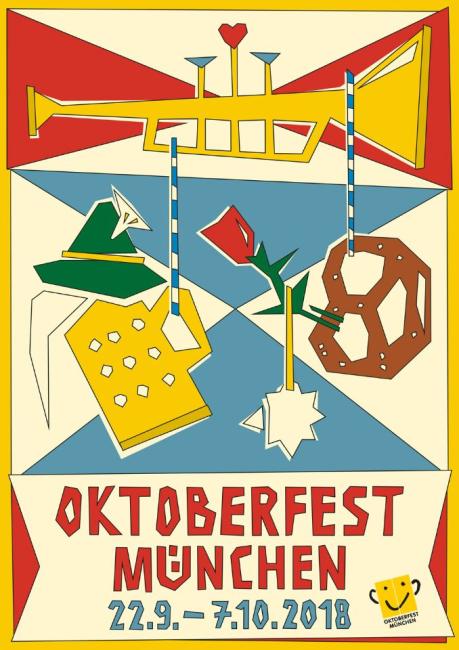 2018 Original Plakat Poster Oktoberfest München Wiesn DIN A1 